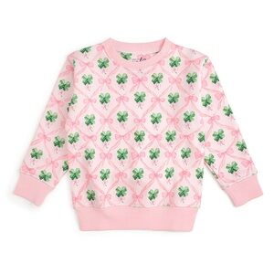 Wink Pink Sweatshirt with Green Clover & Bow Print